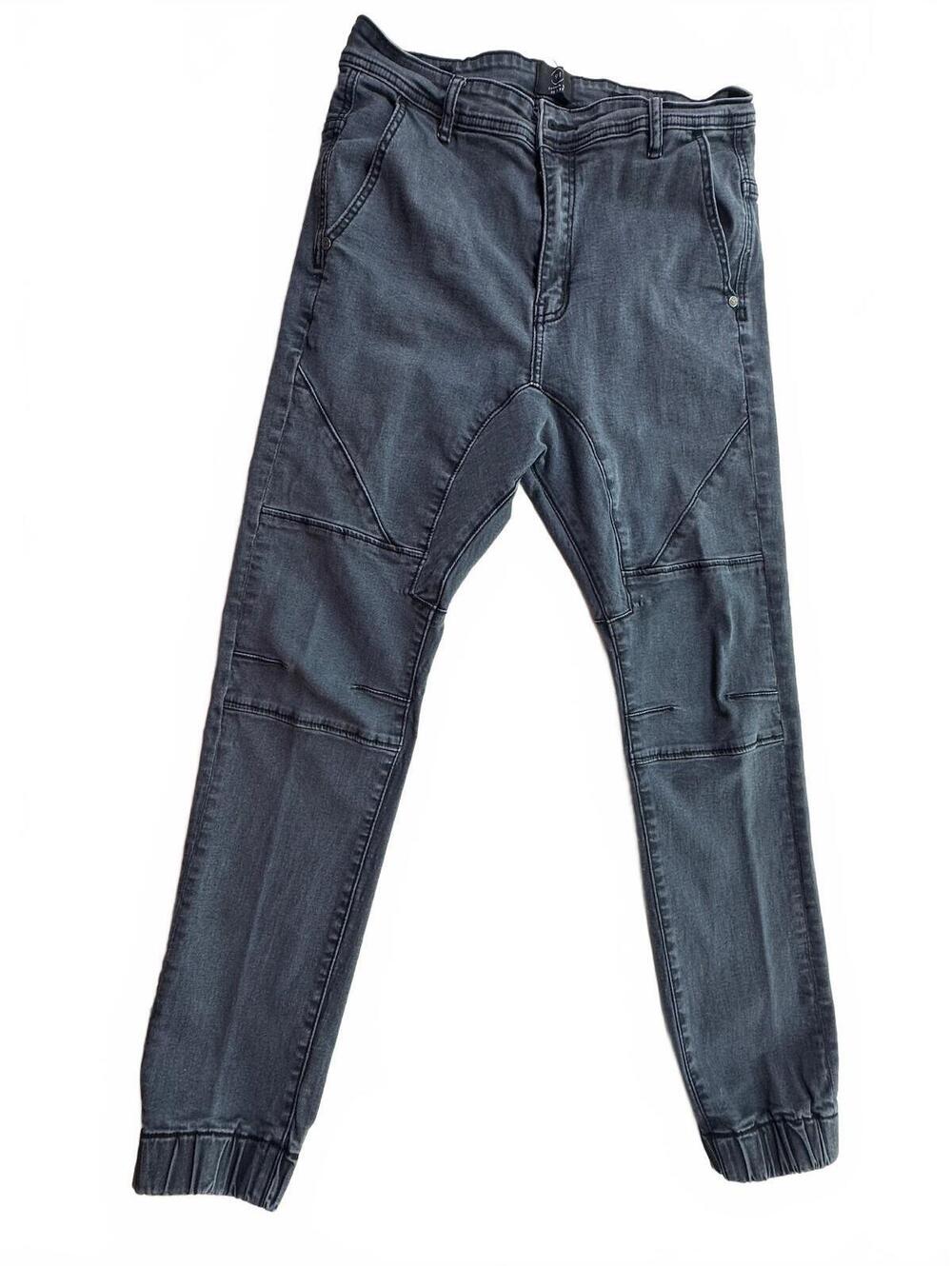 Cotton On Men’s 32x18 Slim Denim Jogger Jeans Gray Stretch Moto Cuffed Pants
